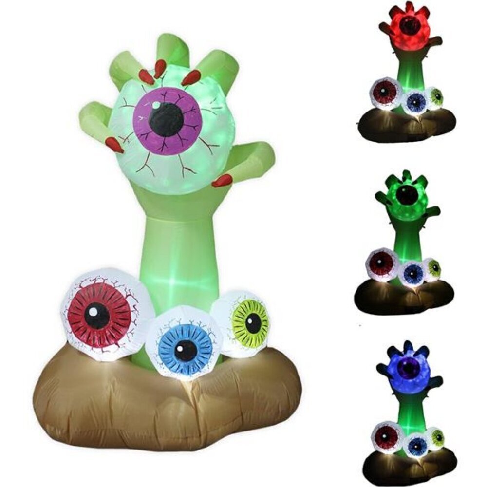 Huge Halloween Inflatable Ghost Hand 6Ft LED Eyeballs